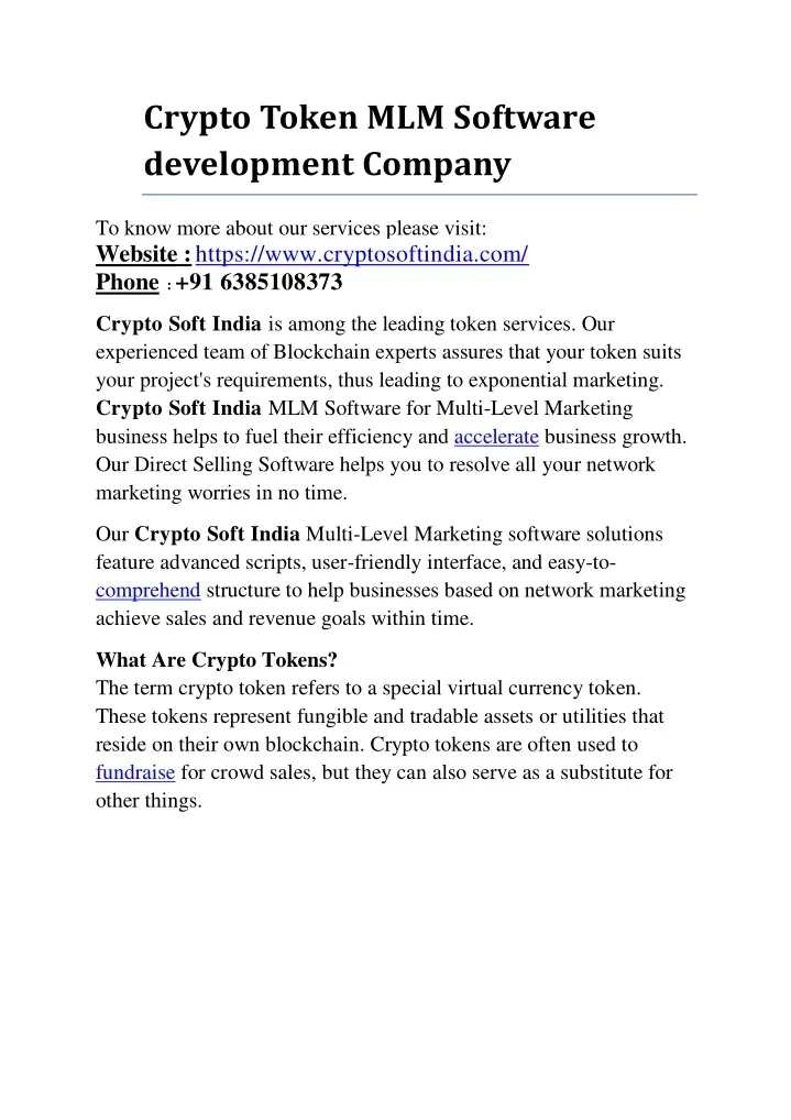 crypto token mlm software development company