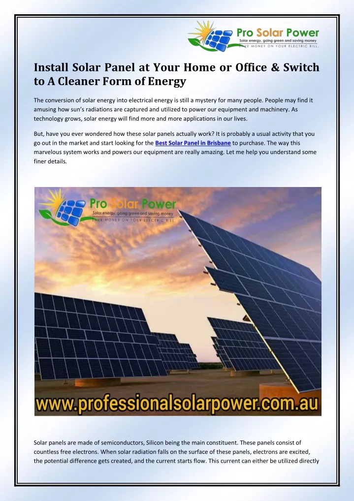 install solar panel at your home or office switch