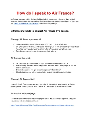 How do I speak to Air France?