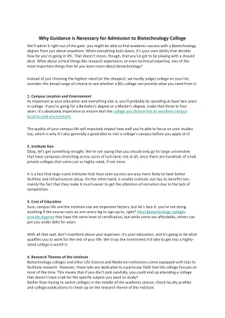 why guidance is necessary for admission