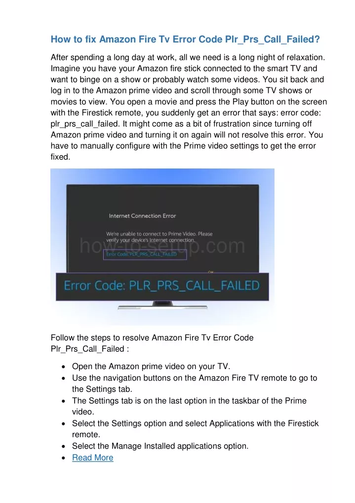 how to fix amazon fire tv error code plr prs call