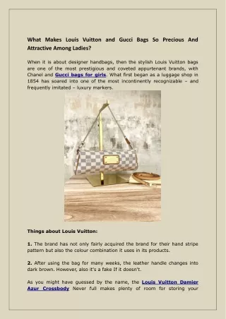 What Makes Louis Vuitton and Gucci Bags So Precious And Attractive Among Ladies