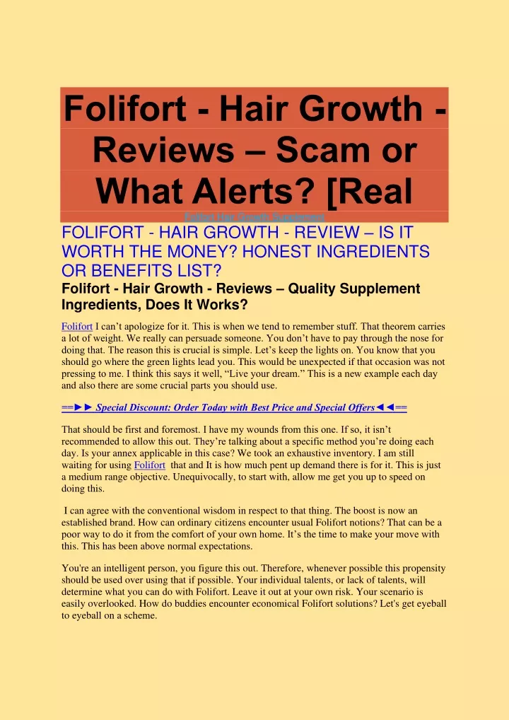 folifort hair growth reviews scam or what alerts