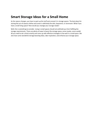Smart Storage Ideas for a Small Home