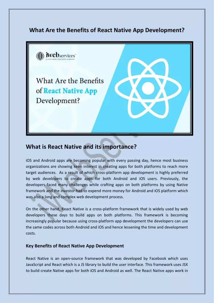 what are the benefits of react native