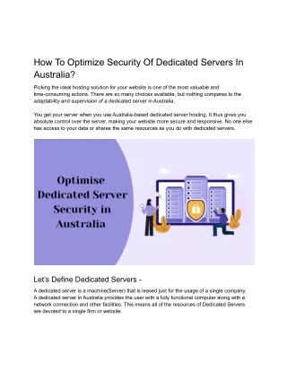 how to optimize security of dedicated servers