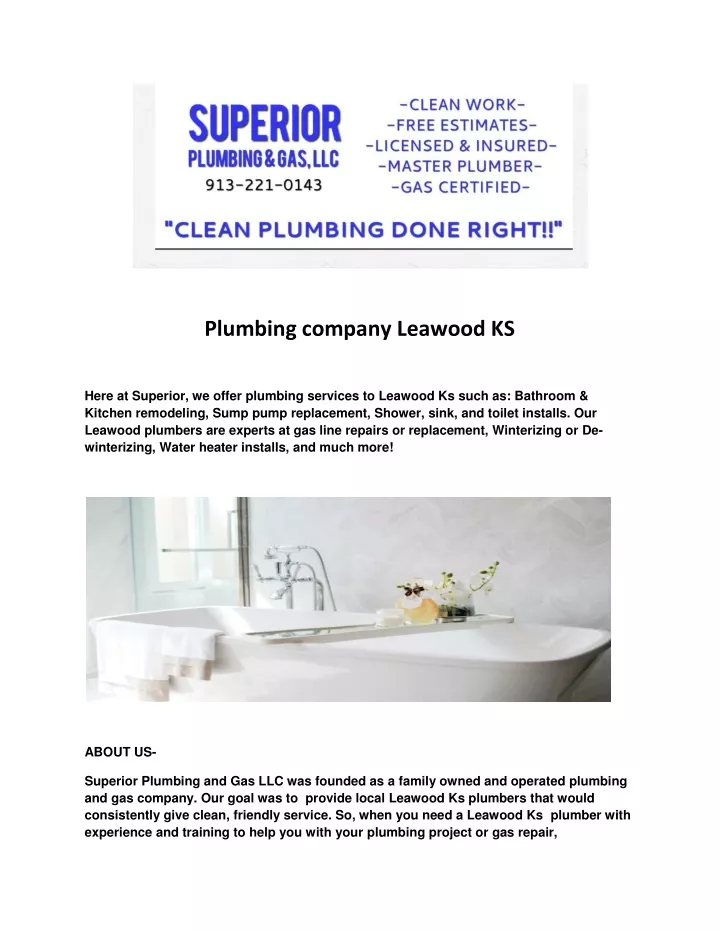 plumbing company leawood ks