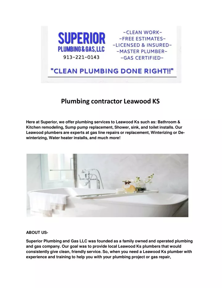 plumbing contractor leawood ks
