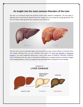 An Insight into the Most common Disorders of the Liver