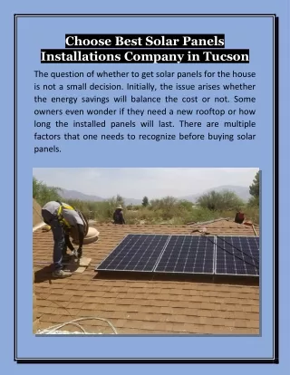 Choose Best Solar Panels Installations Company in Tucson