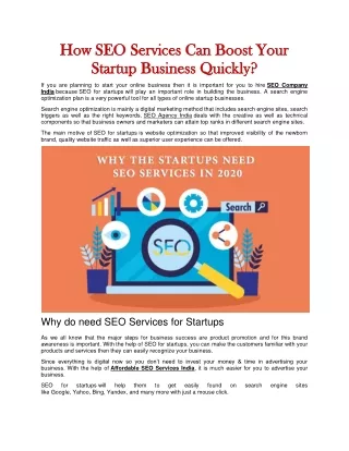 How SEO Services Can Boost Your Startup Business Quickly