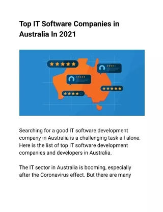 Top IT Software Companies in Australia In 2021