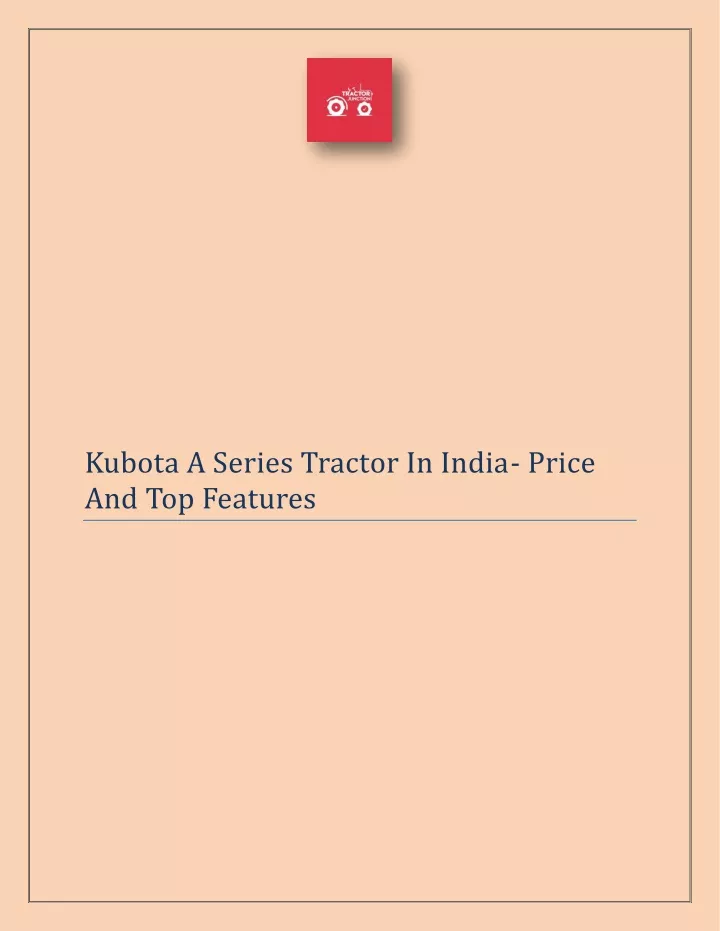 kubota a series tractor in india price