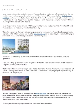 Emaar Beachfront Payment Plan