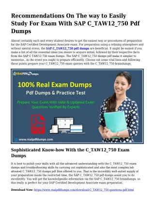 Feasible Your Preparing Through C_TAW12_750 Pdf Dumps