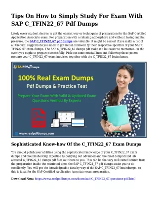 Viable Your Preparation By way of C_TFIN22_67 Pdf Dumps
