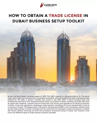 How to Obtain a Trade License in Dubai Business Setup Toolkit