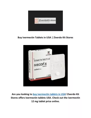 Buy Ivermectin Tablets in USA