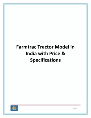 farmtrac tractor model in india with price