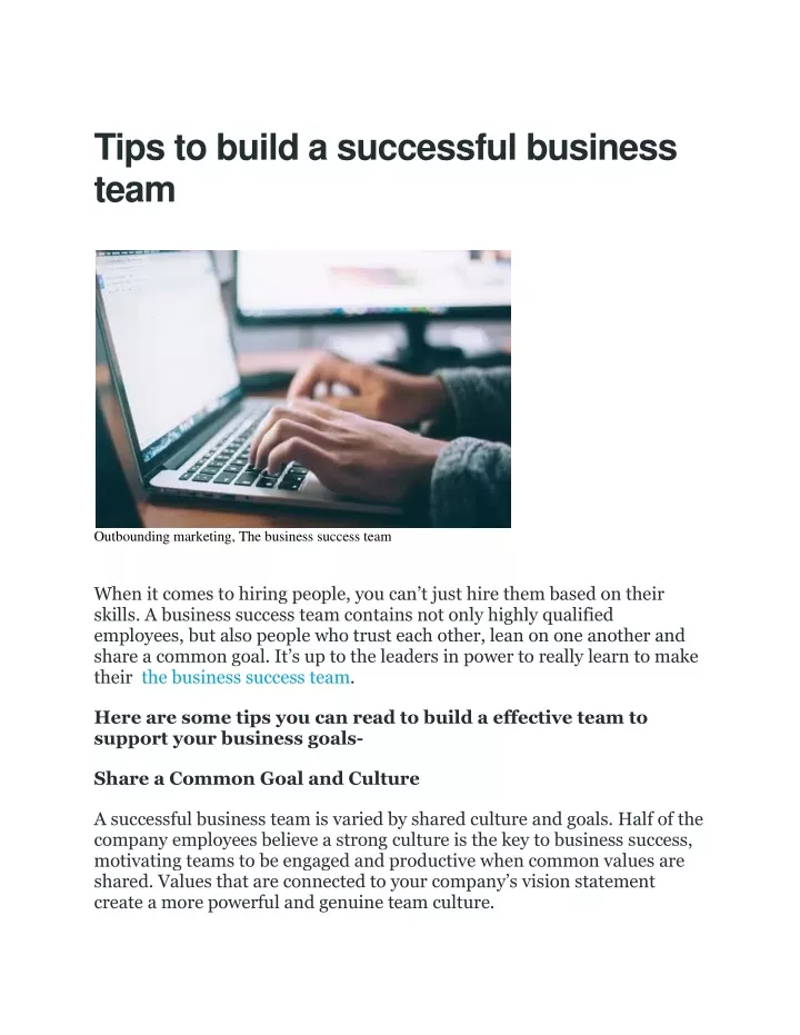 tips to build a successful business team