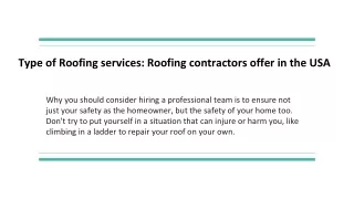 Type of Roofing services_ Roofing contractors offer in the USA