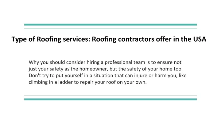 type of roofing services roofing contractors offer in the usa
