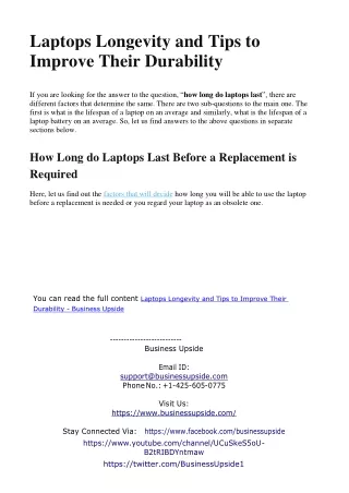 laptops longevity and tips to improve their