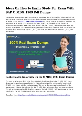 C_MDG_1909 Pdf Dumps The Logical Preparing Supply