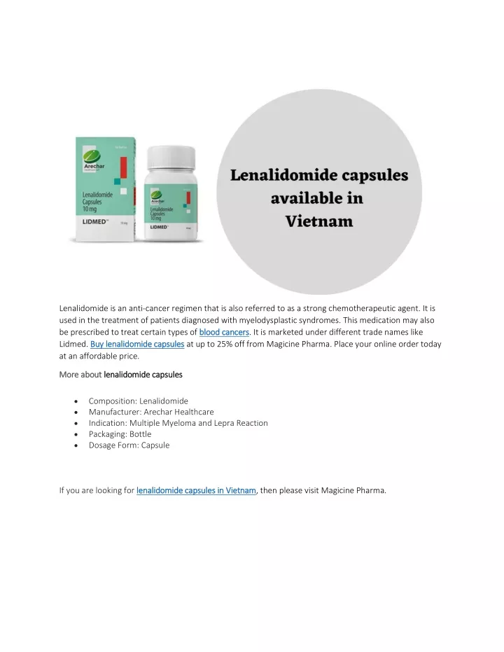 lenalidomide is an anti cancer regimen that
