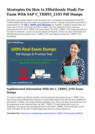 Feasible Your Preparation Through C_THR97_2105 Pdf Dumps