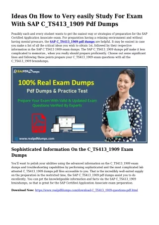 Polish Your Competencies With the Help Of C_TS413_1909 Pdf Dumps