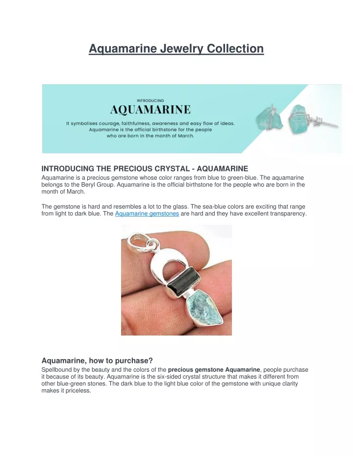aquamarine jewelry collection