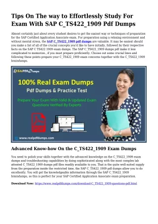 C_TS422_1909 PDF Dumps To Take care of Preparing Difficulties