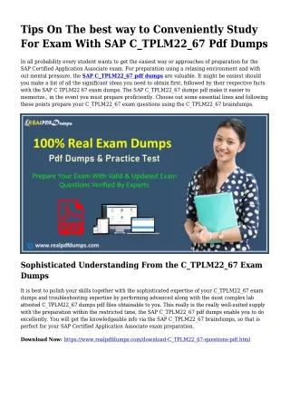 Polish Your Techniques Along with the Aid Of C_TPLM22_67 Pdf Dumps
