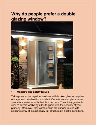 why do people prefer a double glazing window