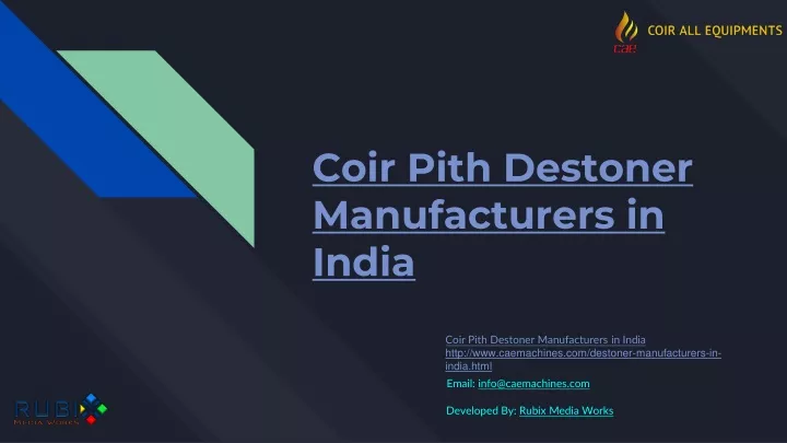 coir pith destoner manufacturers in india
