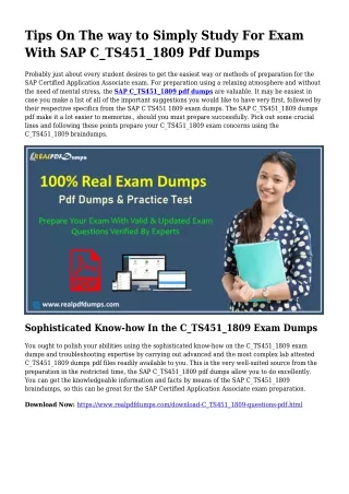 Polish Your Competencies While using the Assist Of C_TS451_1809 Pdf Dumps