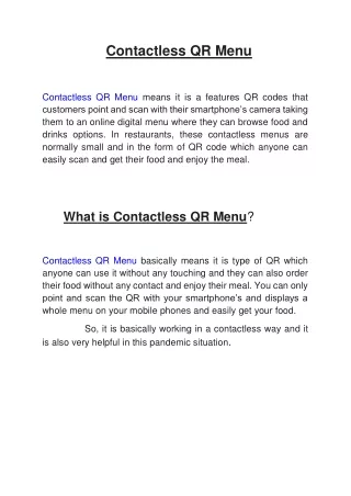 Contactless QR Menu pdf