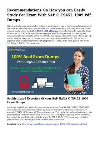 Useful Preparation Via the Assist Of C_TS452_1909 Dumps Pdf