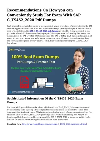 Sustainable C_TS452_2020 Dumps Pdf For Awesome Final result