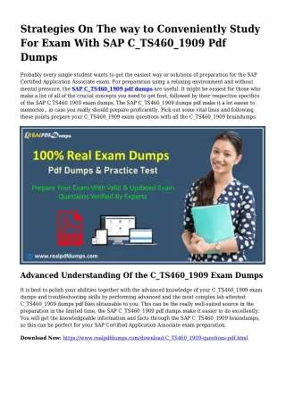 Sustainable C_TS460_1909 Dumps Pdf For Incredible Outcome