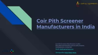 Coir-Pith-Screener-Manufacturers-in-India- Coir All