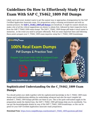 Viable Your Preparation By means of C_TS462_1809 Pdf Dumps