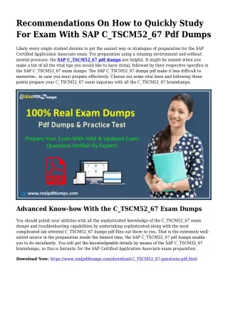 Sustainable C_TSCM52_67 Dumps Pdf For Remarkable End result