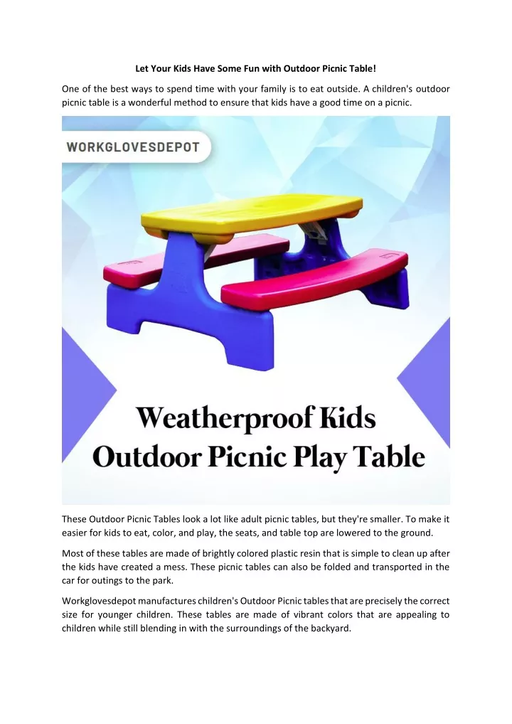 let your kids have some fun with outdoor picnic