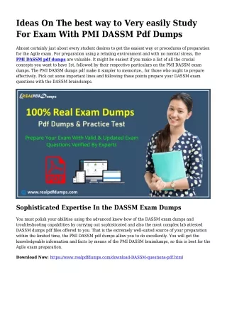 Beneficial Planning With the Aid Of DASSM Dumps Pdf