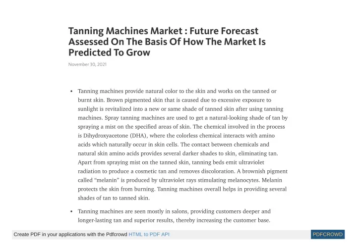 tanning machines market future forecast assessed