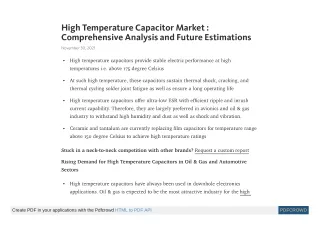 high temperature capacitor market comprehensive