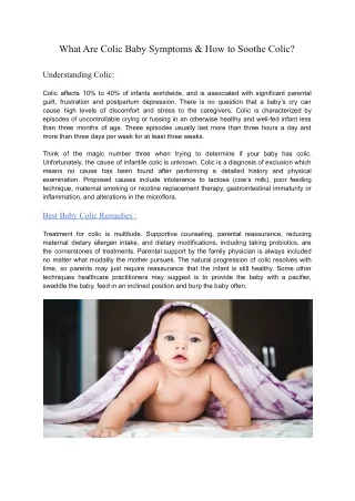 What Are the Signs and Symptoms of Colic in Babies, and How Do You Treat Colic?