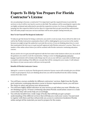 Experts To Help You Prepare For Florida Contractor’s License